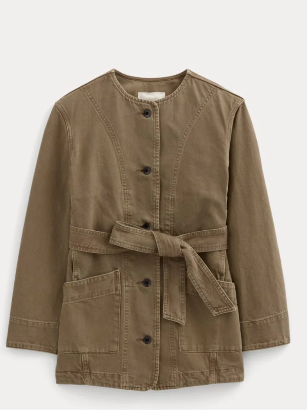 Everlane Brown Belted Long Barrel Jacket Size XXS